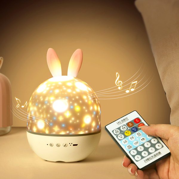 Lámpara Nocturna De ConejoMusical c/ Carga USB y Control Remoto + 21 Diseños de Proyección - Image 3